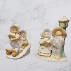 2 Masterpiece Circle of Friends Figurines Joy to the World & A Sledding We Go